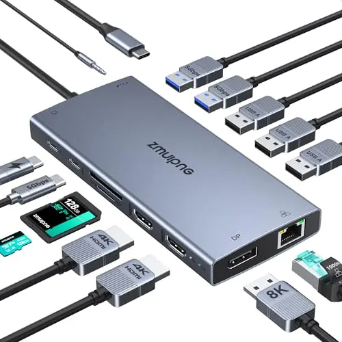 ZMUIPNG USB C docking station with HDMI and DisplayPort connections