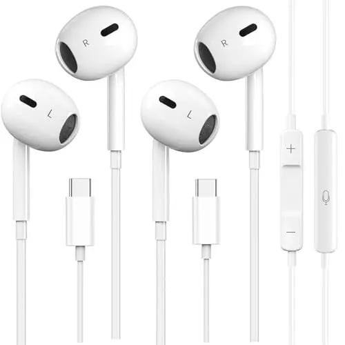 VZZBOO 2-pack USB-C headphones with HiFi stereo sound