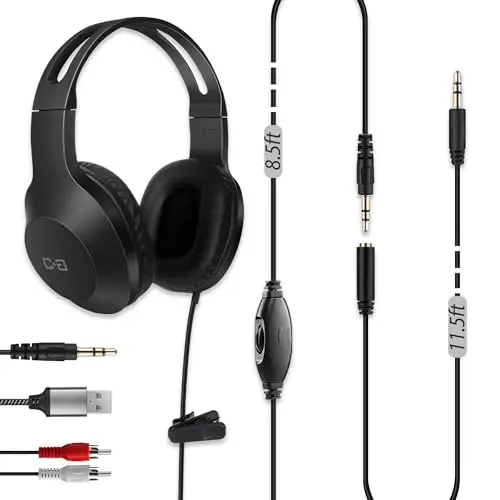 DUNGZDUZ over-ear headphones with straight long cord and adapters