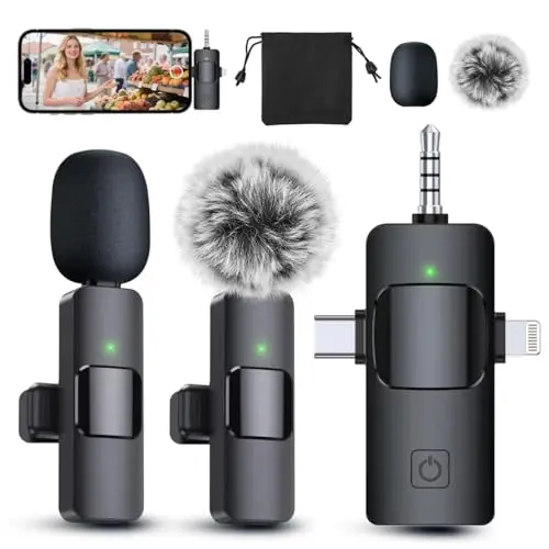 PQRQP GT16 professional wireless lavalier microphone with 3-in-1 receiver