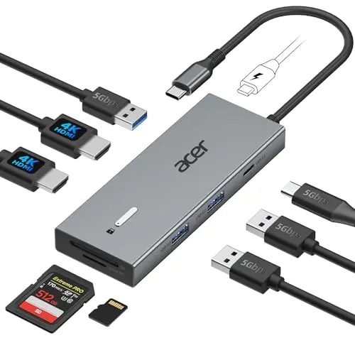 ACER USB C docking station with dual HDMI ports