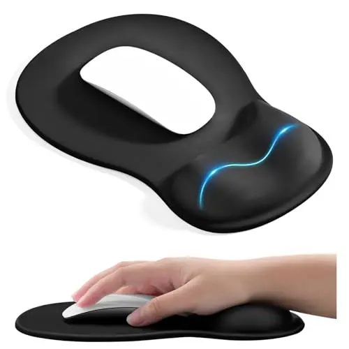EooCoo ergonomic mouse pad with gel wrist rest and concave design for carpal tunnel relief