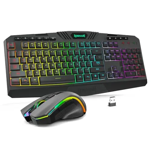 Redragon S101M-KS wireless gaming keyboard and mouse combo with RGB lighting