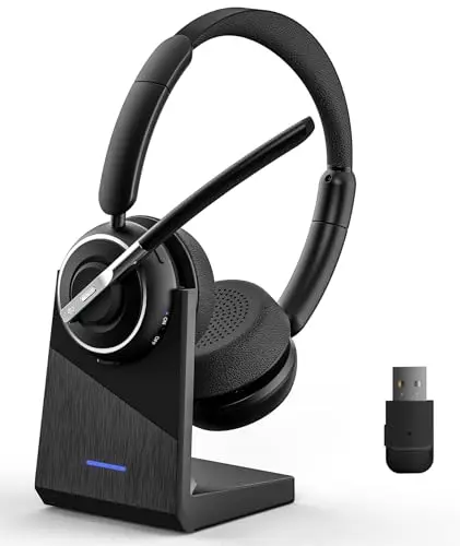 PrancyBt binaural wireless headset with charging station