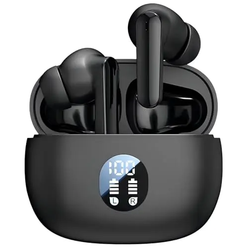 MOYAWSDGN wireless earbuds in black with charging case