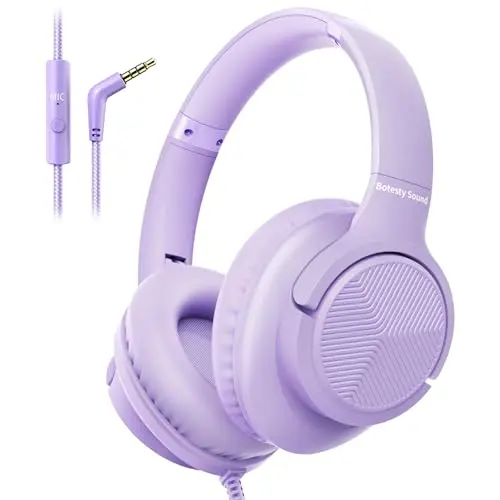 Botesty Sound purple wired over-ear headphones with microphone