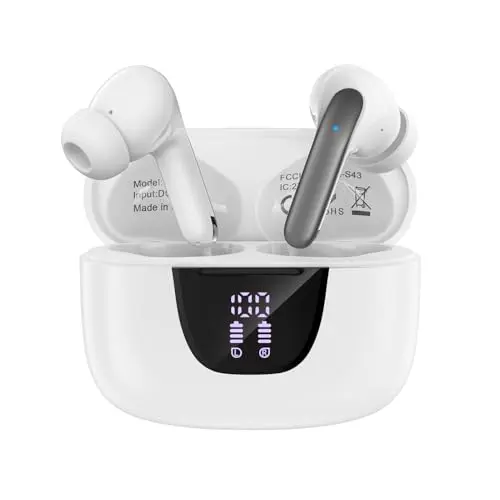 HOOTEK wireless earbuds with IPX7 waterproof rating and LED display