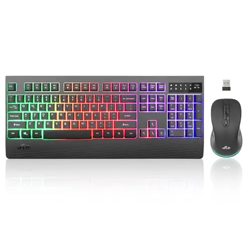 Rii RK210 wireless keyboard and mouse combo with RGB backlighting