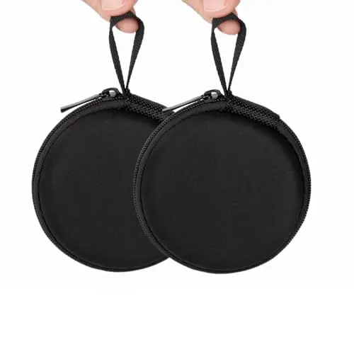 GINSCO 2-pack hard shell earbud cases in black with finger strap