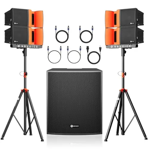 NBVOICE 18-inch PA speaker system with subwoofer and line arrays