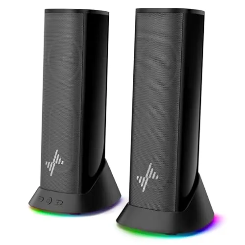 Nylavee computer speakers with LED lighting and enhanced bass