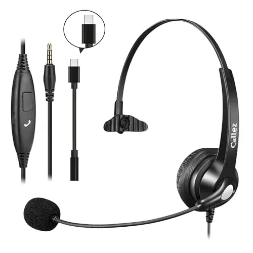 Callez wired computer headset with noise-cancelling microphone