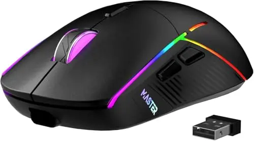 FFJ Master01 wireless gaming mouse with RGB lighting and sleek black design