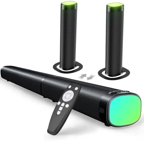 Bkmojit 100W soundbar with RGB lighting and detachable design