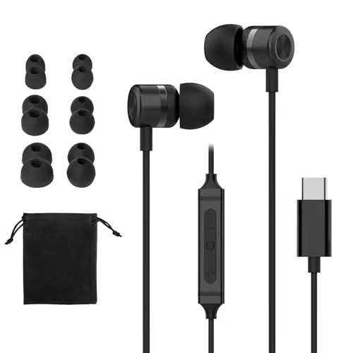 Mormoque USB-C wired earbuds with magnetic storage and six ear tips