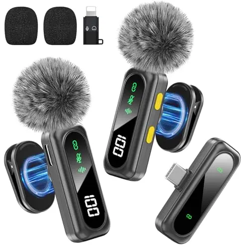 Pufazest wireless microphone with magnetic clip for iPhone content creation