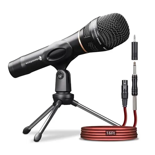 SonixForce SF01 handheld dynamic microphone with included cable and stand