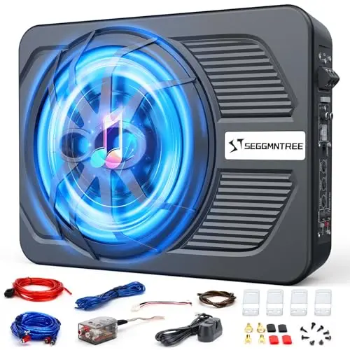 Seggmntree 1000W ultra-thin under seat car subwoofer with amplifier