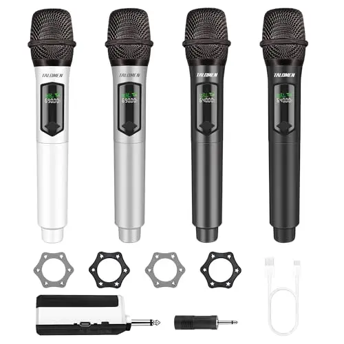 Talomen wireless handheld microphone set with four colorful mics