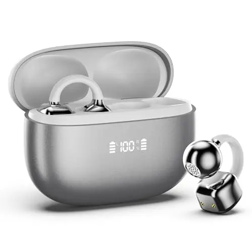 PAXA clip-on open-ear earbuds in silver color