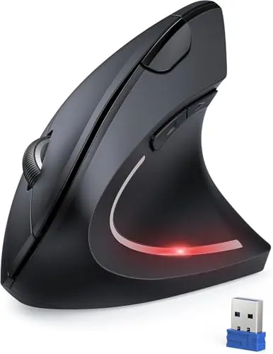 TECKNET 2.4G vertical ergonomic mouse with silent clicks for office use