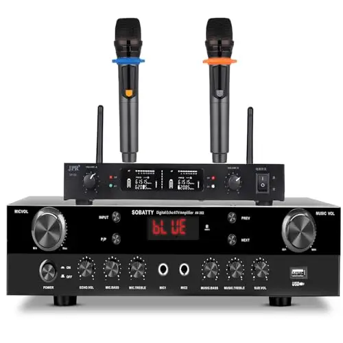 SOBATTY 2.1 channel stereo receiver with wireless microphone