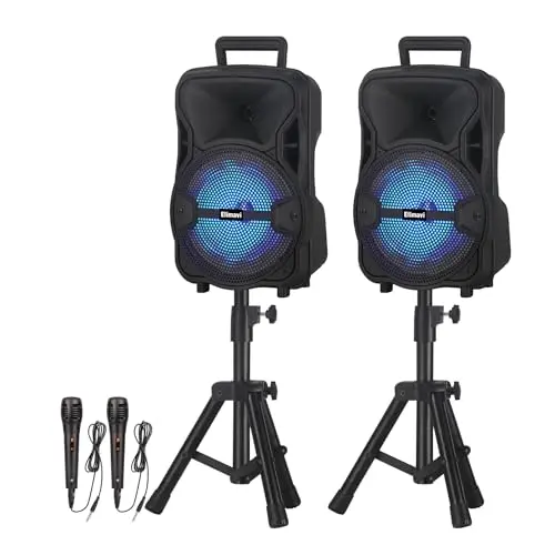 Elimavi portable PA system with stands and wireless connectivity