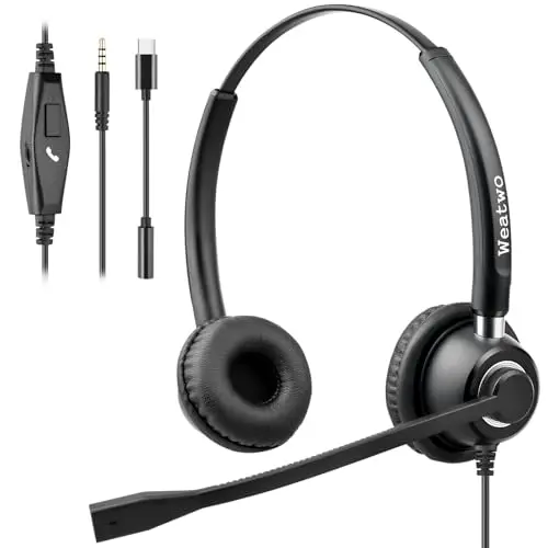 Weatwo wired headset with noise-cancelling microphone
