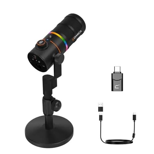 COMICA D10 Pro wireless XLR/USB gaming microphone with RGB lighting