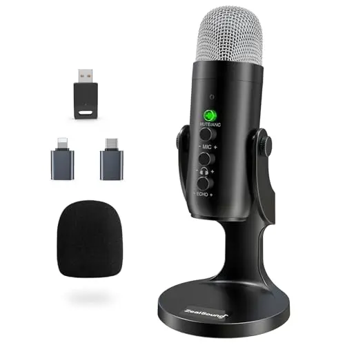 ZealSound wireless desktop microphone with Bluetooth for iPhone ASMR