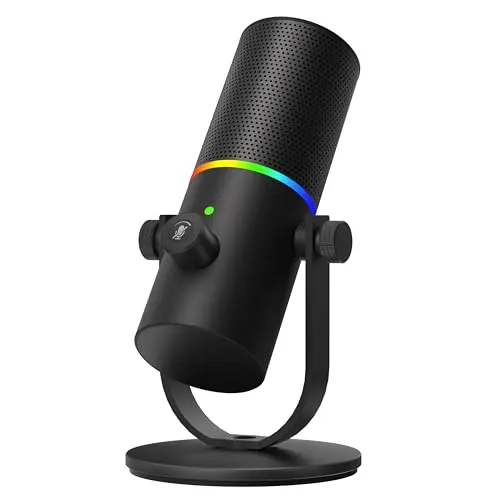 YARMEE USB condenser microphone with RGB lighting and desktop stand