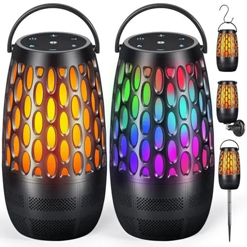 Dehikewell outdoor Bluetooth speakers with flame LED effects