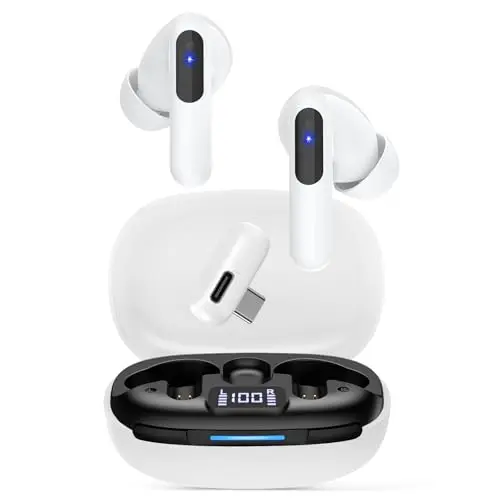 RYR wireless gaming earbuds with LED battery display for VR