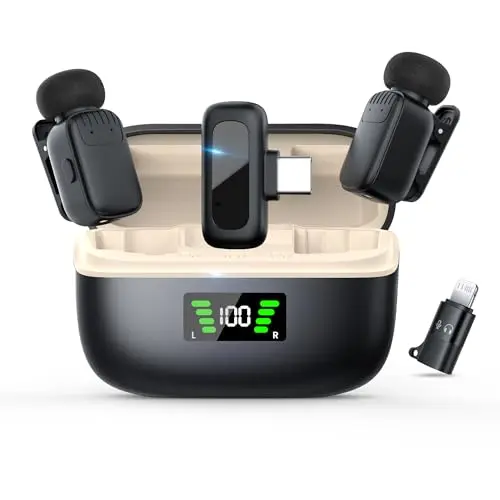 Sunnymark mini wireless lavalier microphone with AI noise reduction for clear motovlog audio