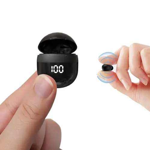 Yihou invisible small mini earbuds in black with tumbler charging case