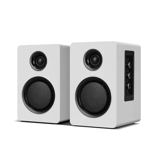 ZQMMSPK white bookshelf speakers with carbon fiber woofers