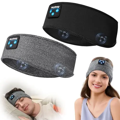 Perytong 2-pack Bluetooth sleep headphones in dark black and gray colors