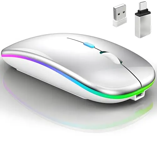 Qullqian wireless Bluetooth mouse with LED lights in silver