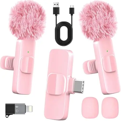 HONGJIEYUAN pink wireless lavalier microphone
