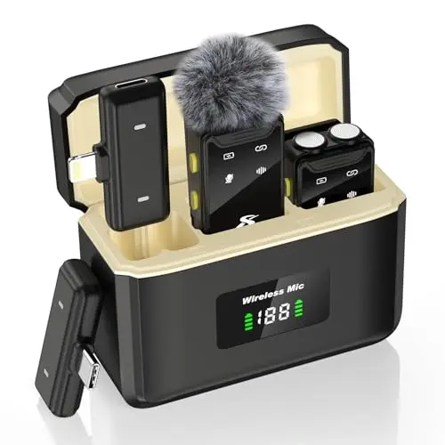 PQRQP Mini Wireless Microphone with 80-hour battery and noise reduction