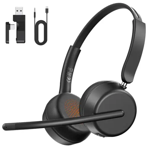 SEJJ wireless headset with AI noise-canceling microphone and lightweight design