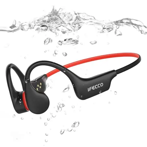 IFECCO bone conduction headphones in black and red color