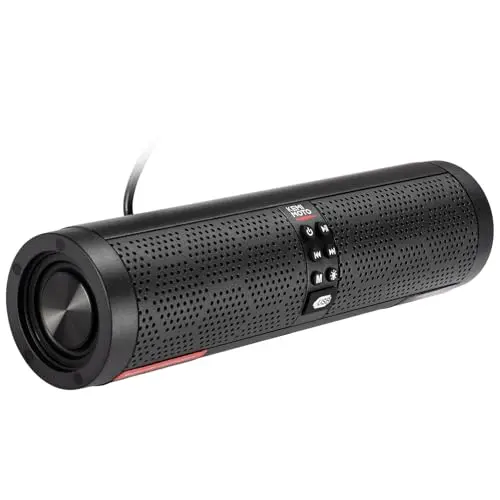 KEMIMOTO motorcycle sound bar with four speakers and RGB lighting on handlebars