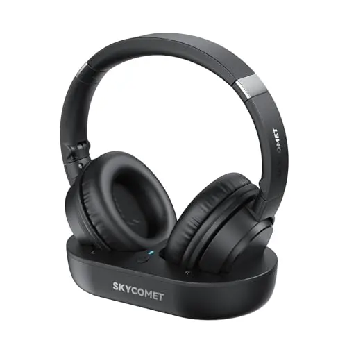 SKYCOMET wireless headphones for TV with charging base