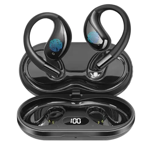 Psadhi open ear clip wireless earbuds in dark black