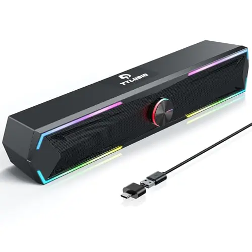 Tylubio computer soundbar with Bluetooth and colorful LED lighting