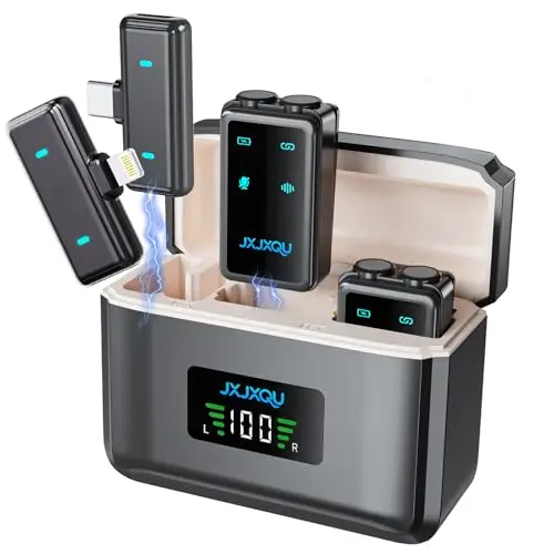 JXJXQU wireless lavalier microphone with charging case