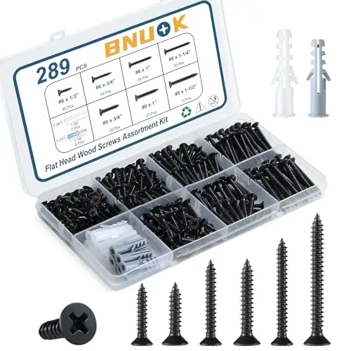 BNUOK assorted wood screws in various sizes for speaker projects