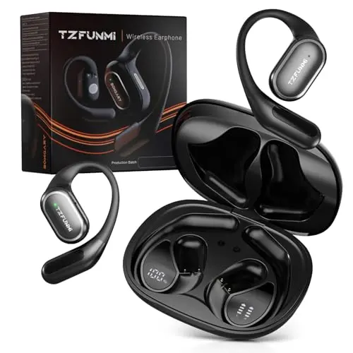 Tzfunmi open-ear wireless earbuds in obsidian black