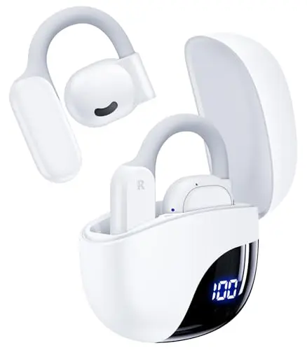 TAGRY AI Translation Earbuds in white with LED display